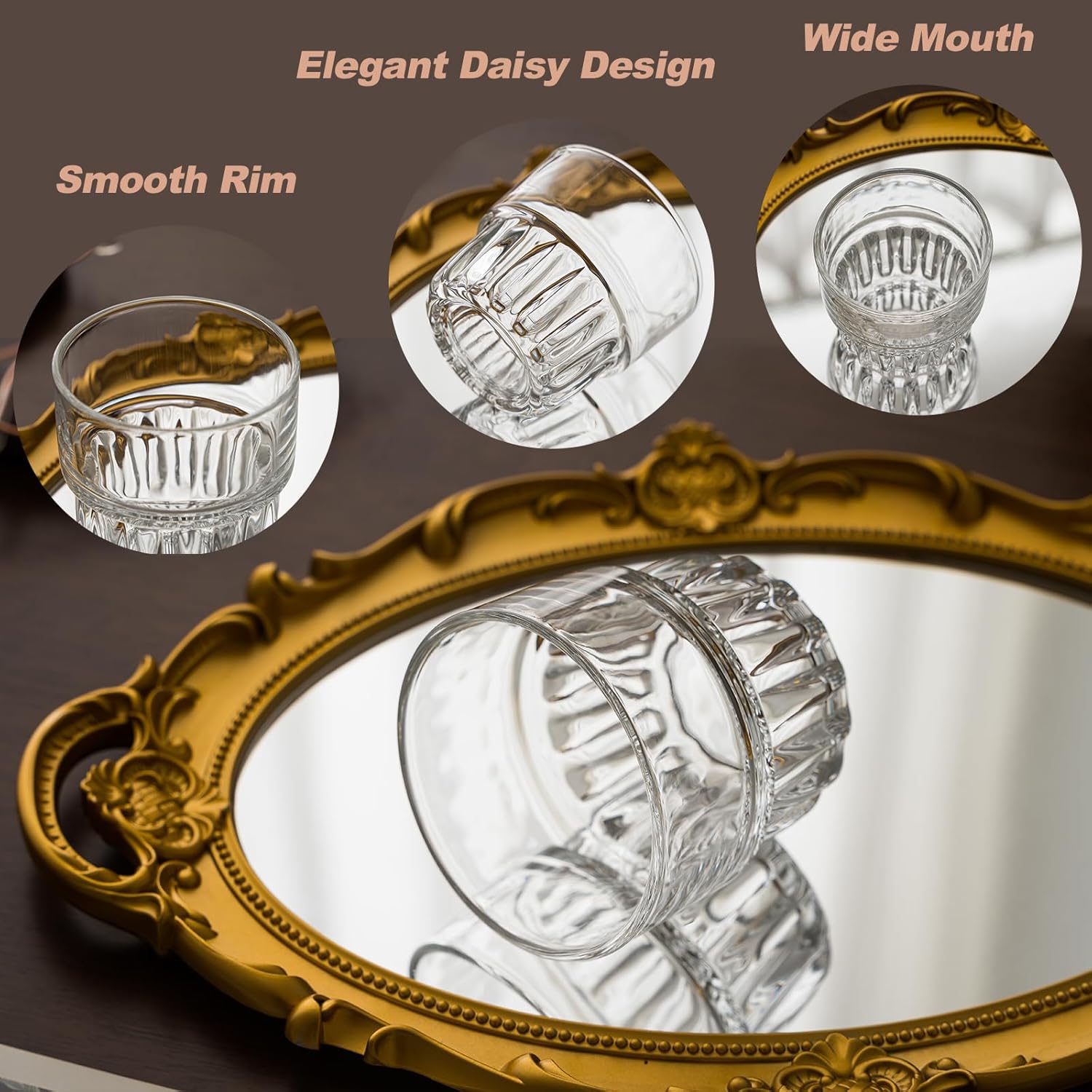 8oz Drinking Glasses Set of 4, Stackable Iced latte Coffee Glass, Cute Coffee Bar Accessories, Beer Glasses, Cocktail Glasses, Coffee Mugs for Latte, Tea, Water glasses for bar, restaurant - Image 3