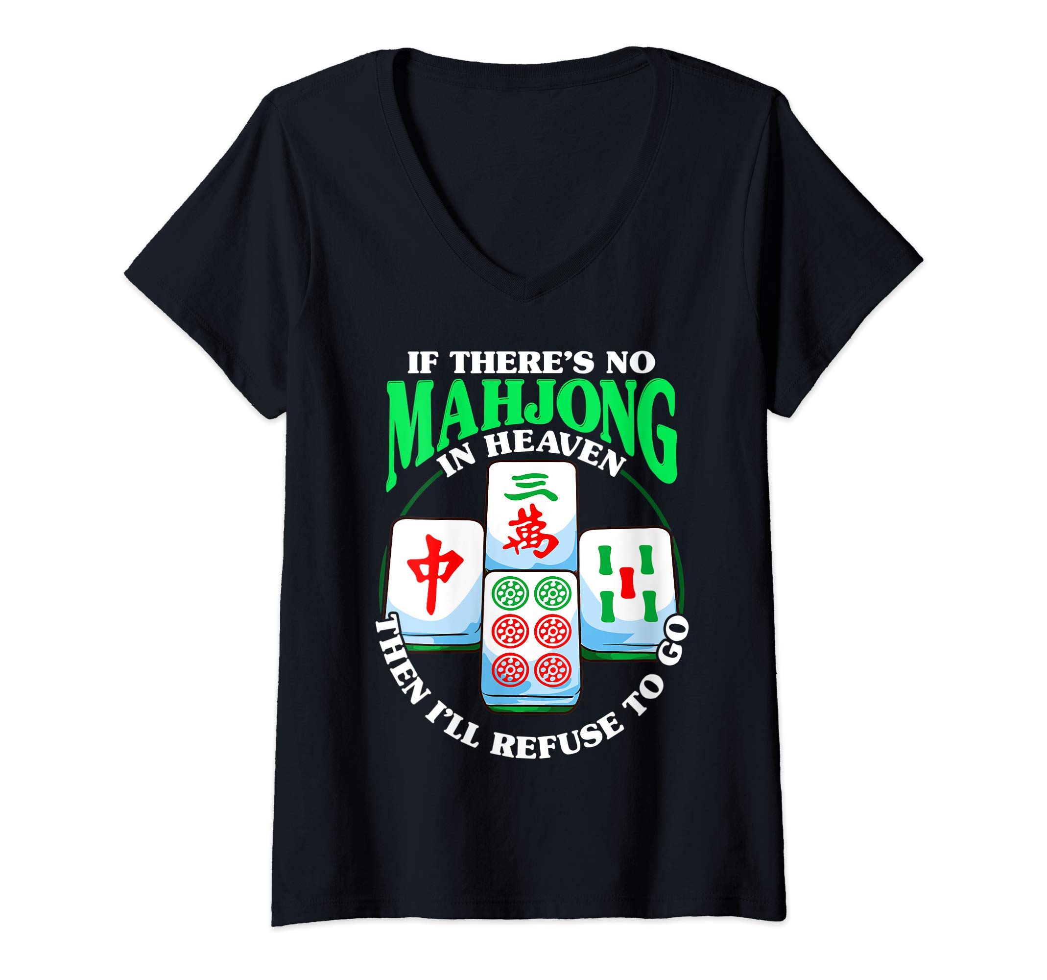Funny Mahjong GiftsWomens Funny Chinese Mahjong Tile Game V-Neck T-Shirt