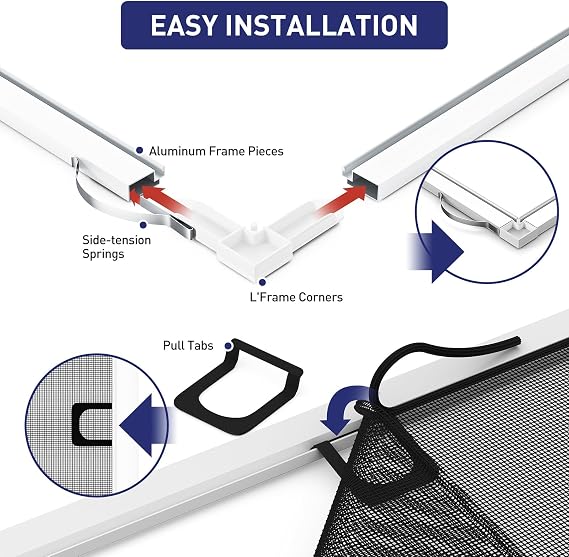 Window Screen Replacement Kit-2 Packs, DIY Aluminum Alloy Frame Screen Window Up to 46 x 46 for Windows/Doors, Includes 48 x 99 Mesh & 33ft Spline & Tool Kit, Easy Install, Insect Proof