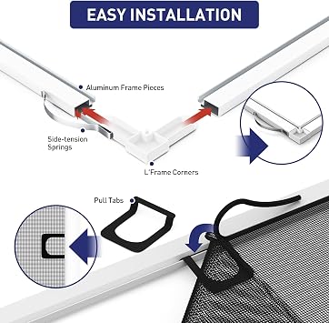 Window Screen Replacement Kit-2 Packs, DIY Aluminum Alloy Frame Screen Window Up to 46 x 46 for Windows/Doors, Includes 48 x 99 Mesh & 33ft Spline & Tool Kit, Easy Install, Insect Proof
