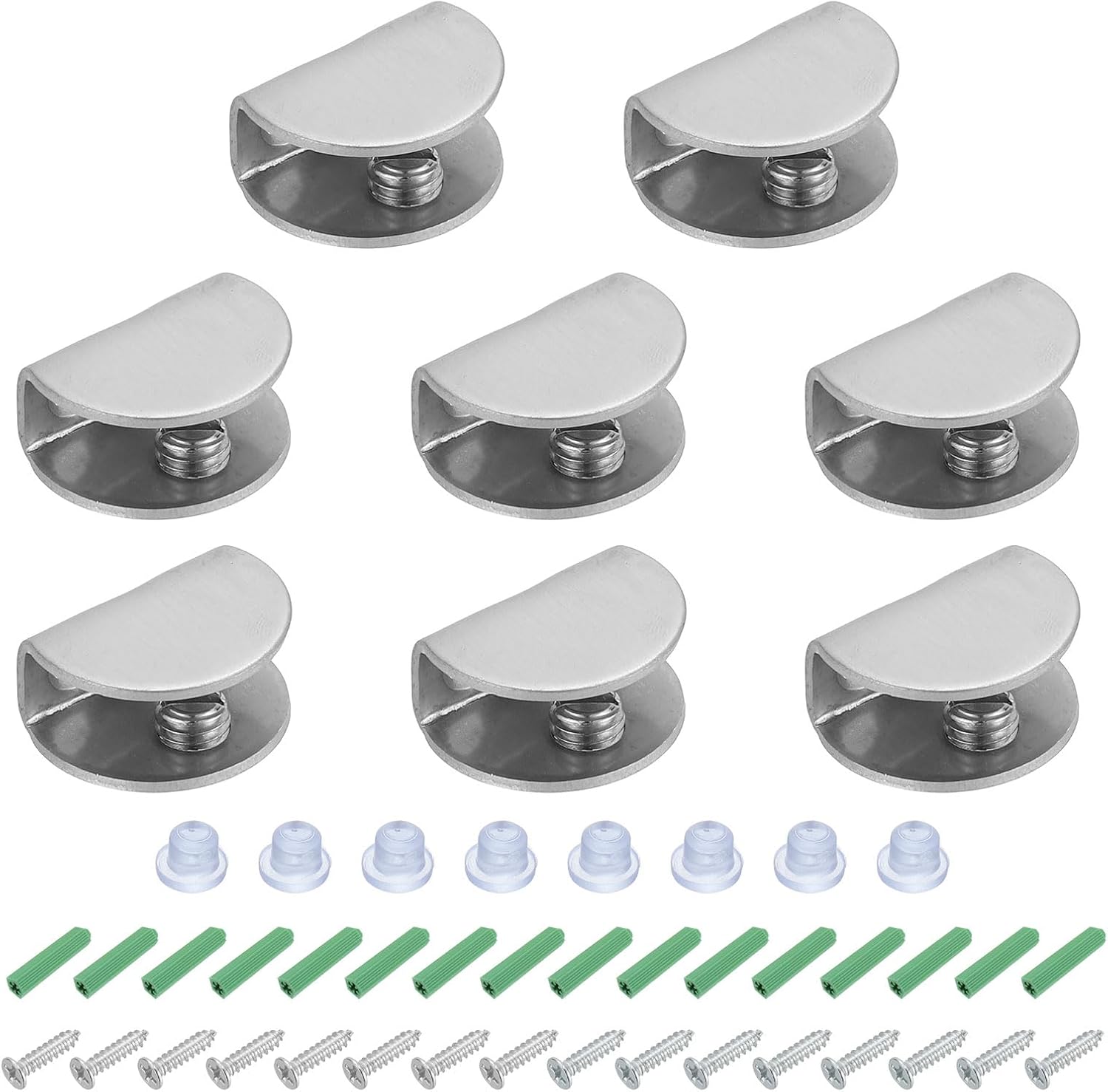 PATIKIL Glass Shelf Brackets, Stainless Steel Clamps Clip Holder Support with Screws for 3/16"-5/16" Glass Shelves Wall Mount,8Packs