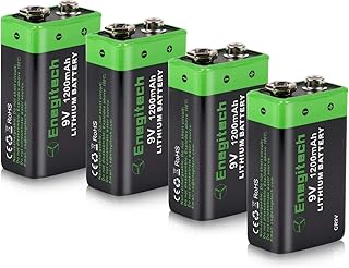 9V Lithium Battery, 9 Volt Lithium Battery 1200mAh for Smoke Detector, Fire Alarm, Keyless Entry Door Lock, Multimeter, Metal Detector Non-Rechargeable 4 Pack