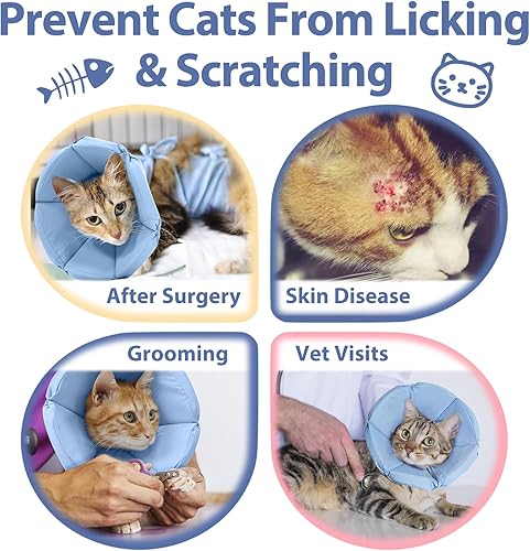 Miniatura 7 de Cono de gato, collar de cono de gato, alternativa suave después de la cirugía, cono suave para gatos para dejar de lamer y rascar, collares E para