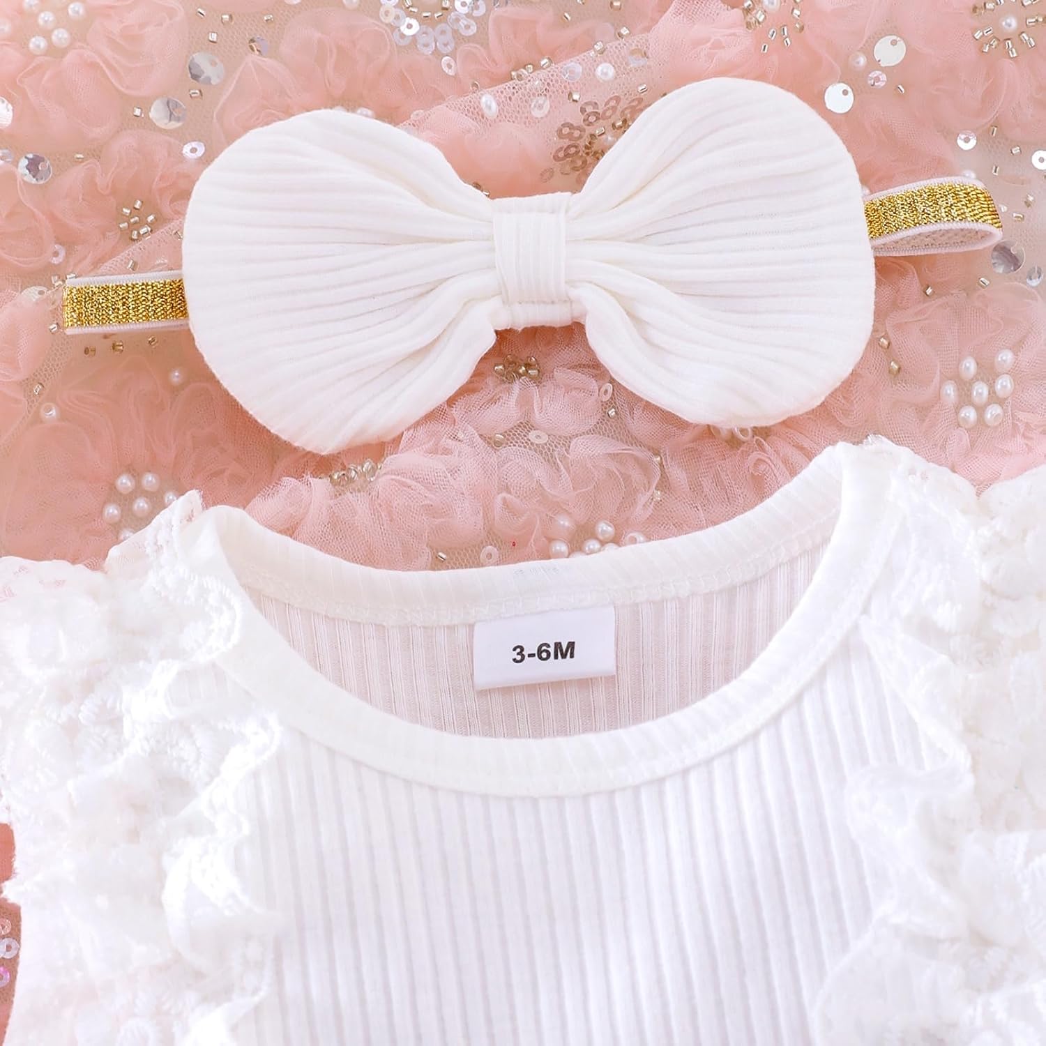 Baby Girl Clothes Infant Summer Outfits Cute Butterflies Mesh Ruffle Sleeveless Romper Headband Set 0-12 Months - Image 5