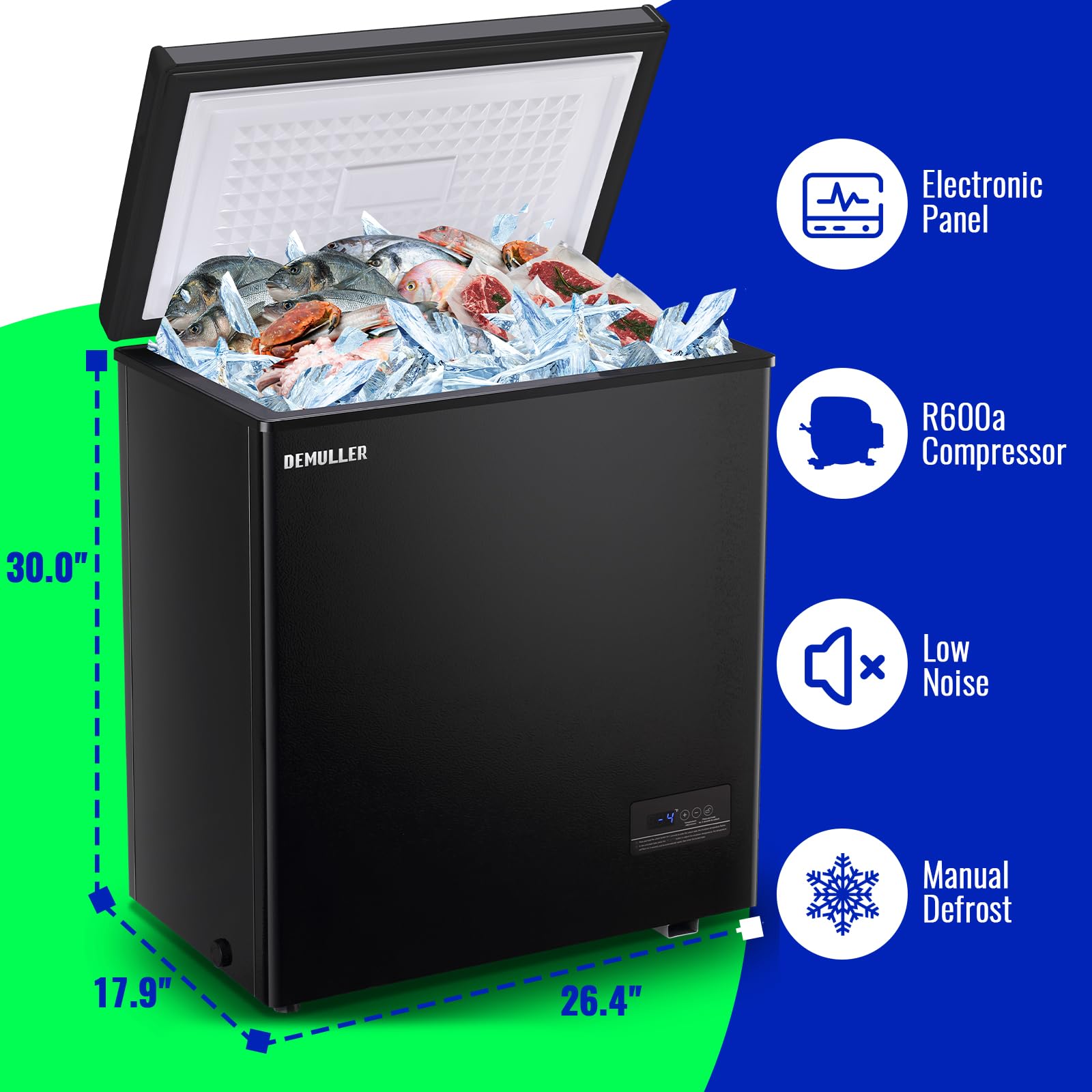 Demuller Chest Freezer With Electronic Panel, Accurate Temperature Display To 1 ℉ And Easy To Use 5.0 Cu.Ft Deep Freezing With 2 Removable Baskets White on Fridge.com - View 5