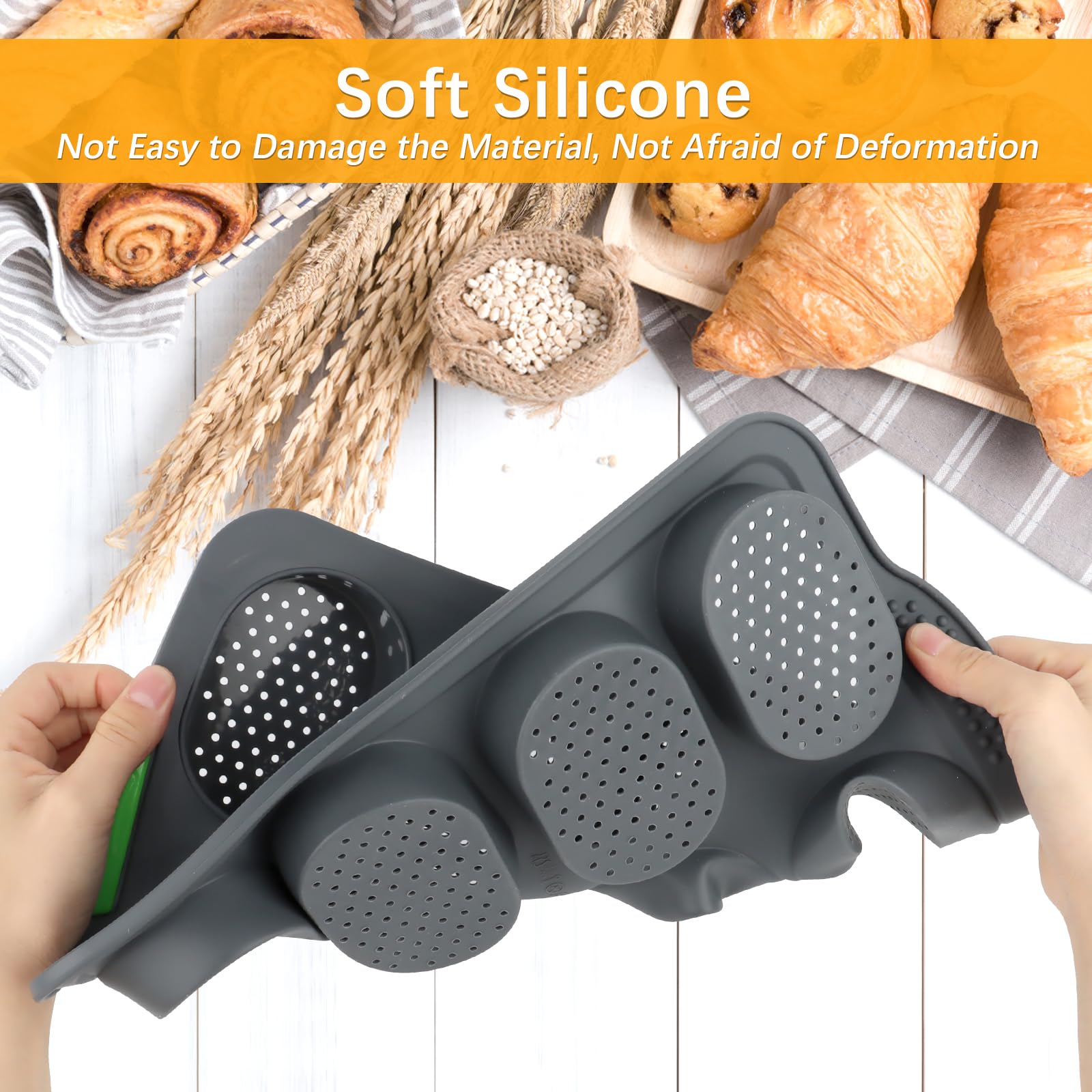 Stampo per Pane in Silicone, Stampo per Baguette in Silicone Stampo per Pane, Teglia da Forno per Baguette Teglia per Pasticceria