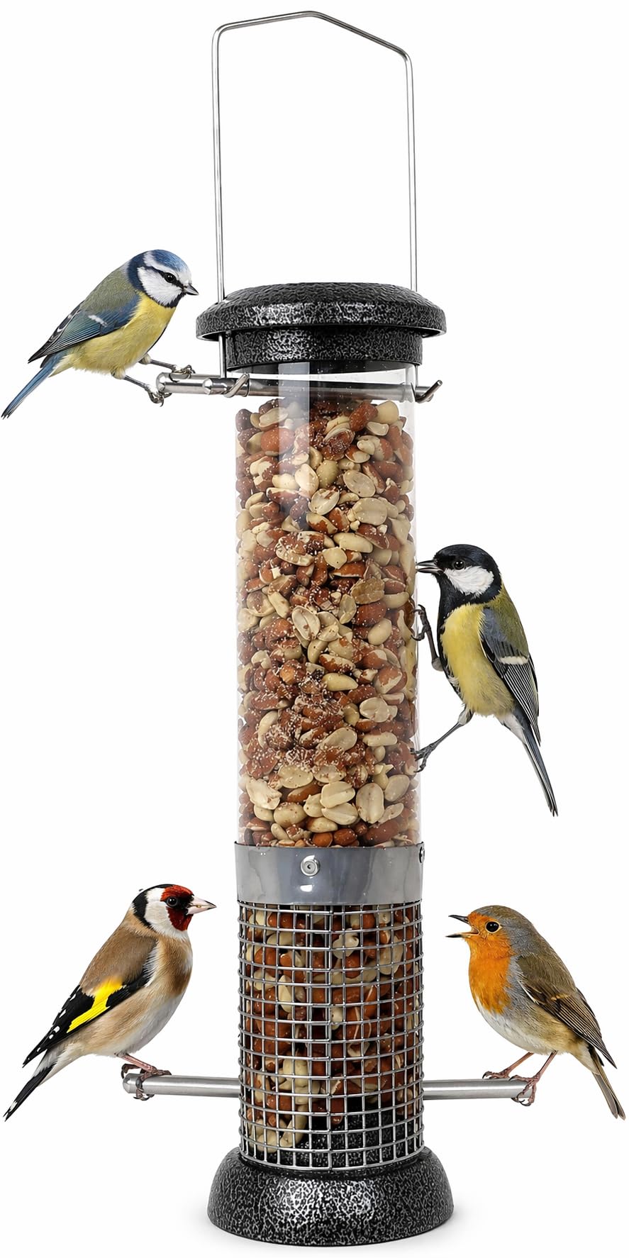DIVCHI Peanut Feeder For Birds Hanging Bird Feeders Easy To Clean Durable Birdfeeder With Mesh For Feeding Suet Nibbles And Sprinkles (Large)