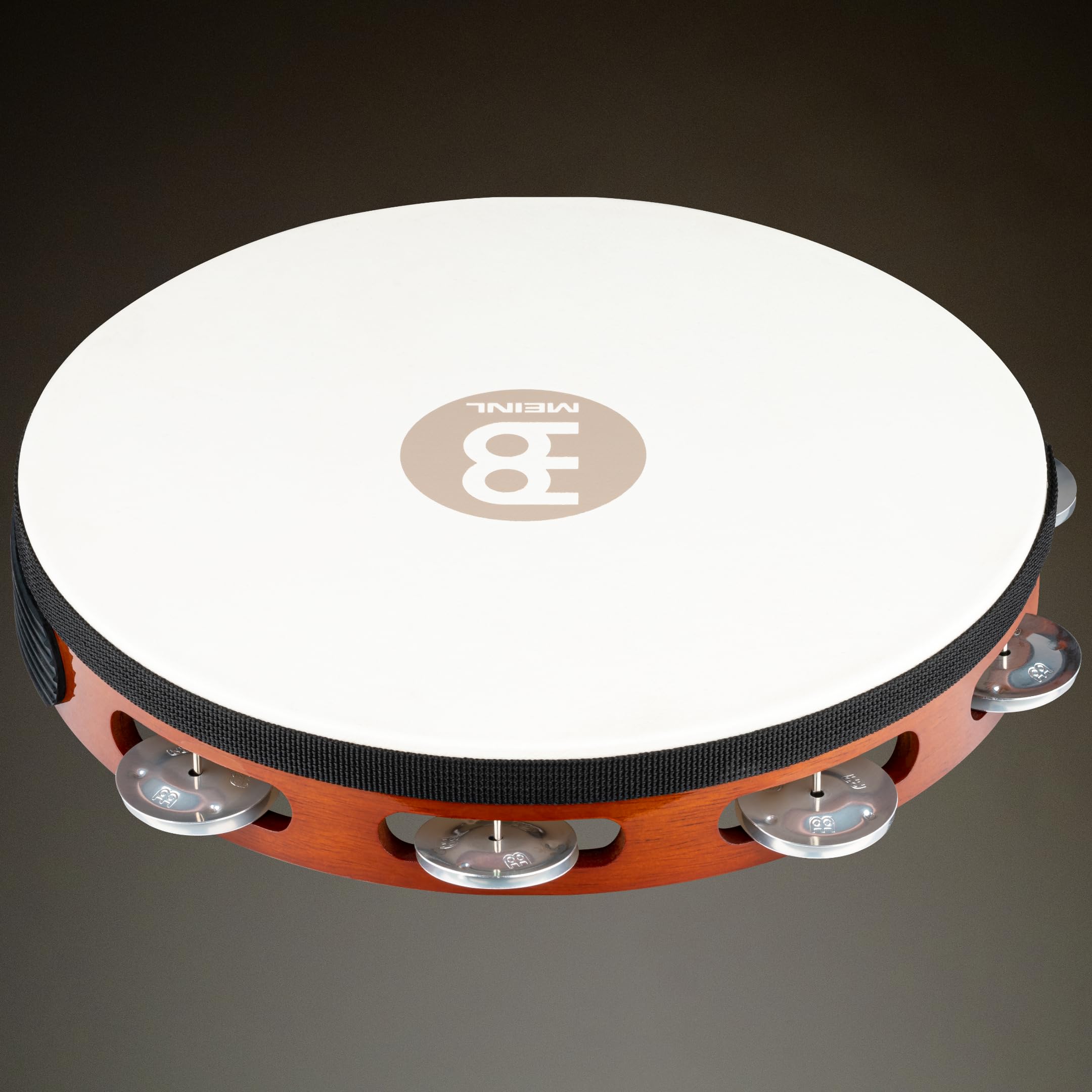 Meinl Percussion TAH1A-AB Headed Wood Tambourine z aluminiowymi obejmami (1-rzędowy), średnica 25,40 cm (10 cali), african brown