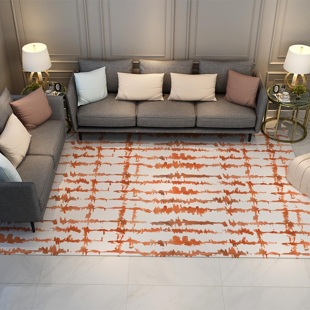 Tapis de salon lavable style bohème idéal pour bureau et cuisine