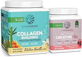 Sunwarrior Vegan Collagen Building Powder Vanilla Flavored 20 Servings & Creatine Monohydrate Powder for Women Berry Lemon...