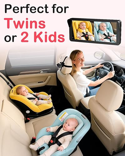 Miniatura 2 de Cámara dual para automóvil de bebé para 2 niños pantalla dividida HD de 6.9 pulgadas con brillo automático Cámara de asiento trasero de 1080P para