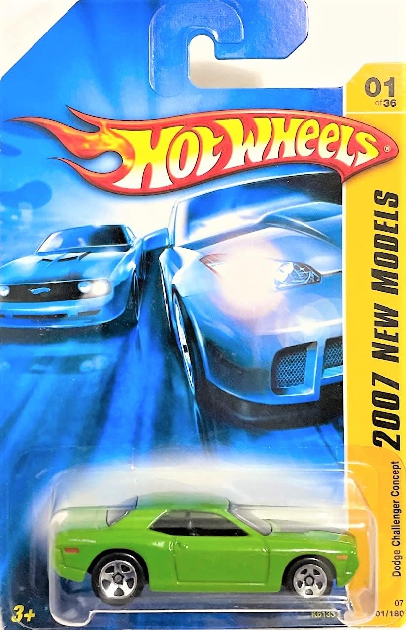 2007 New Models #1 Dodge Challenger Concept Green Pr-5 Wheels 2007 Card #2007-01 Collectible Collector Car Mattel Hot Wheels
