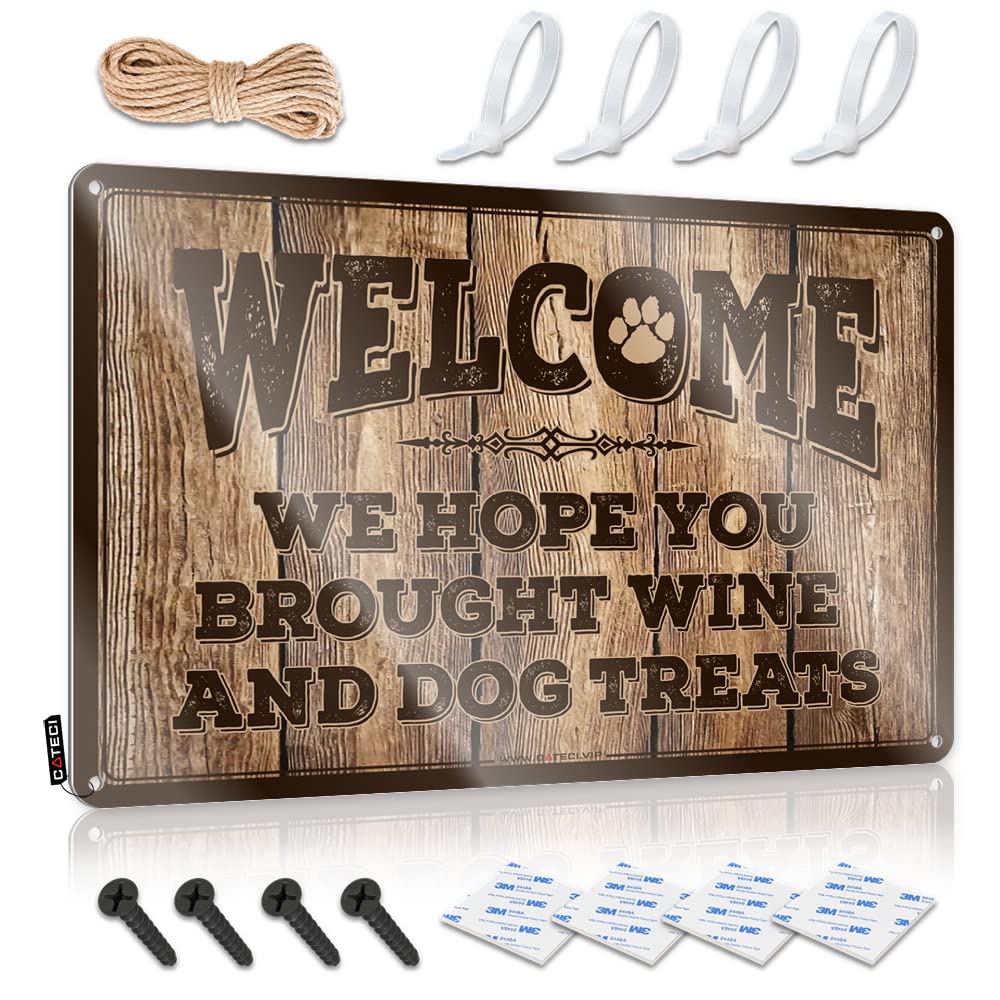 Funny Sarcastic Signs We Hope You Brought Wine And Dog Treats Sign Personalized Bar Signs Funny Bar Decor(30X40CM)