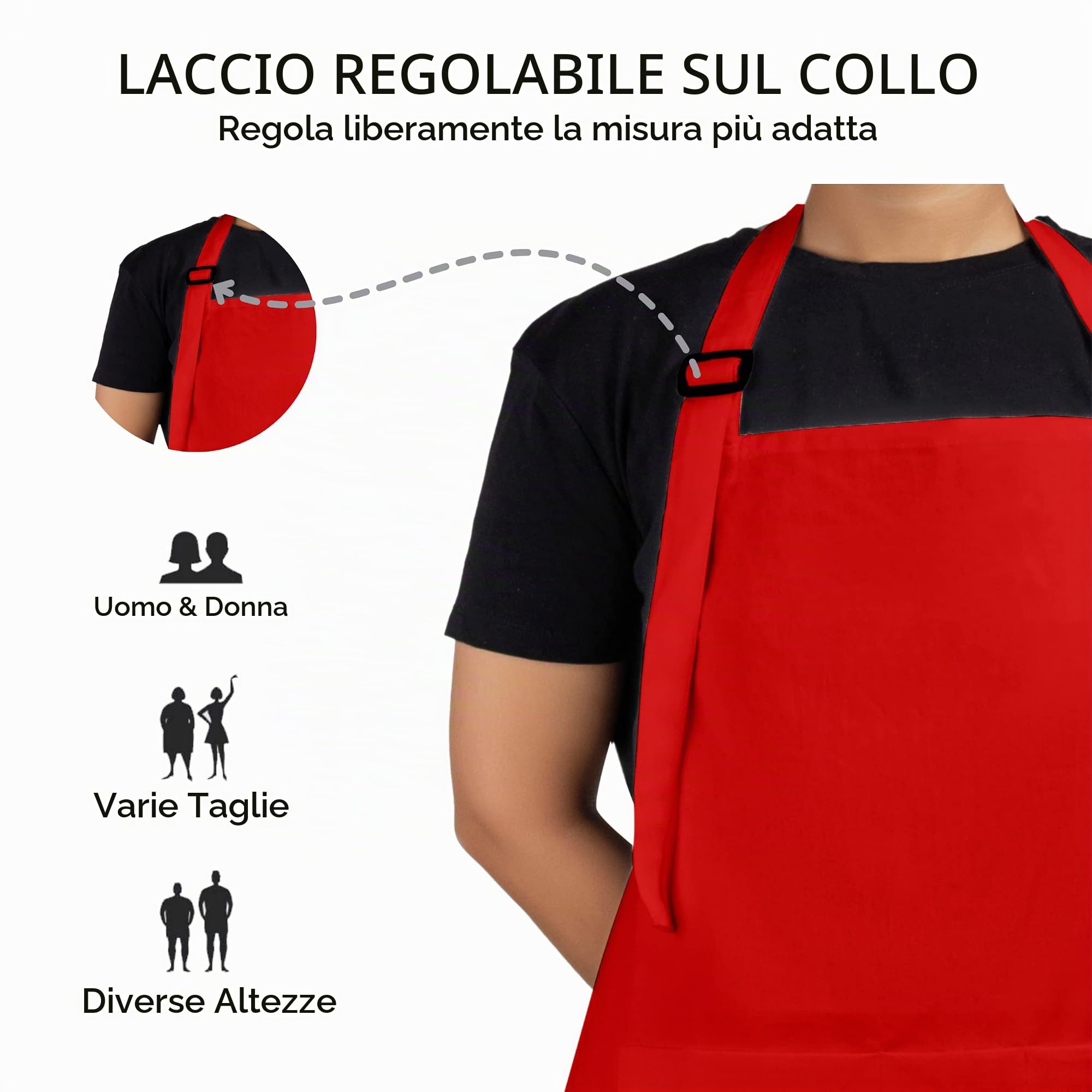 RAJRANG Grembiule in cotone con 3 tasche, solido grembiule da chef per uomini e donne, 35x27 pollici