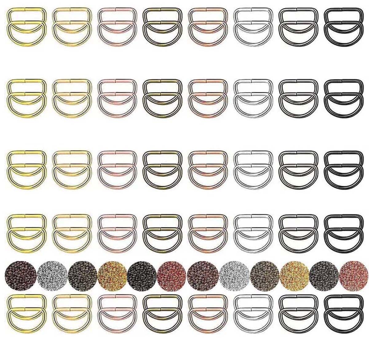 DIY CraftsDIY Crafts Only D Rings Only, Side Slide Release Buckle Tri-Glide Slide, Nylon Webbing Strap Plastic/Metal D Rings Snap Hook for Luggage Belt Handle Pet Collar Bag (5 Pcs D Rings, Gold)