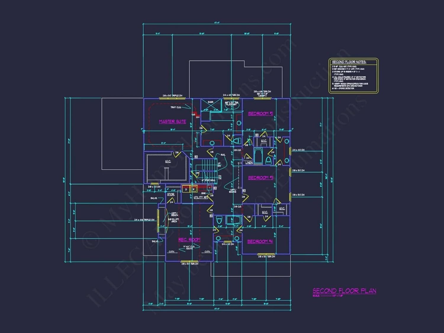 14-1545 House Plan - 5-Bed, 5-Bath, 4112 SF Traditional Craftsman House Plan
