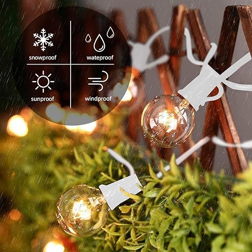 Miniatura 4 de Konictom Tira de luces para exteriores de 25 pies, luces de patio G40 con 27 bombillas (2 de repuesto) de 5 W, base de enchufe E12, luces colgantes