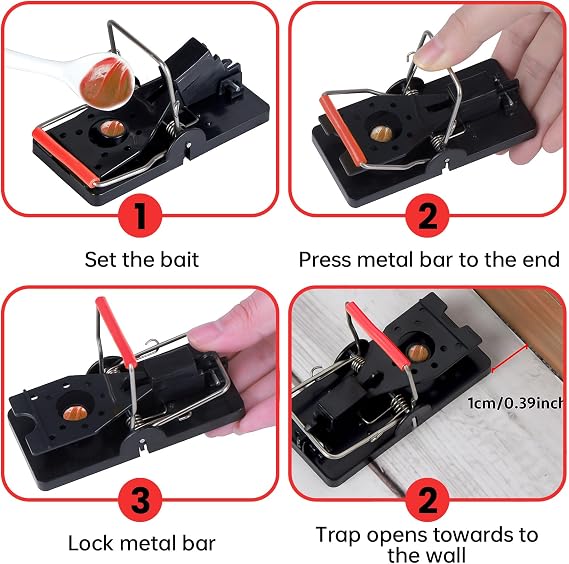 Mouse Traps, 4 Pack Heavy Duty Reusable Snap Traps, Instant Kill