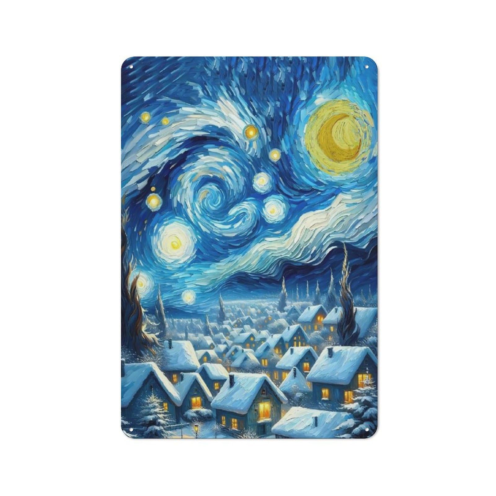 Junmoney Starry Night Winter Santa Rustic Metal Wall Decor 30X20cm, Country Metal Sign For Kitchen, Cottage, Porch Or Garden Room