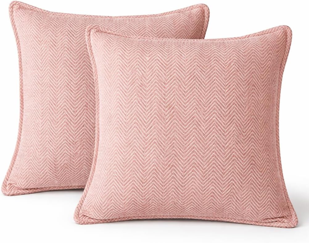 - Throw Pillows, Coral Chevron Pattern, Soft Textured Fabric with Premium Filling, 18x18 Inches, Set of 2 (Pink, 16x16)