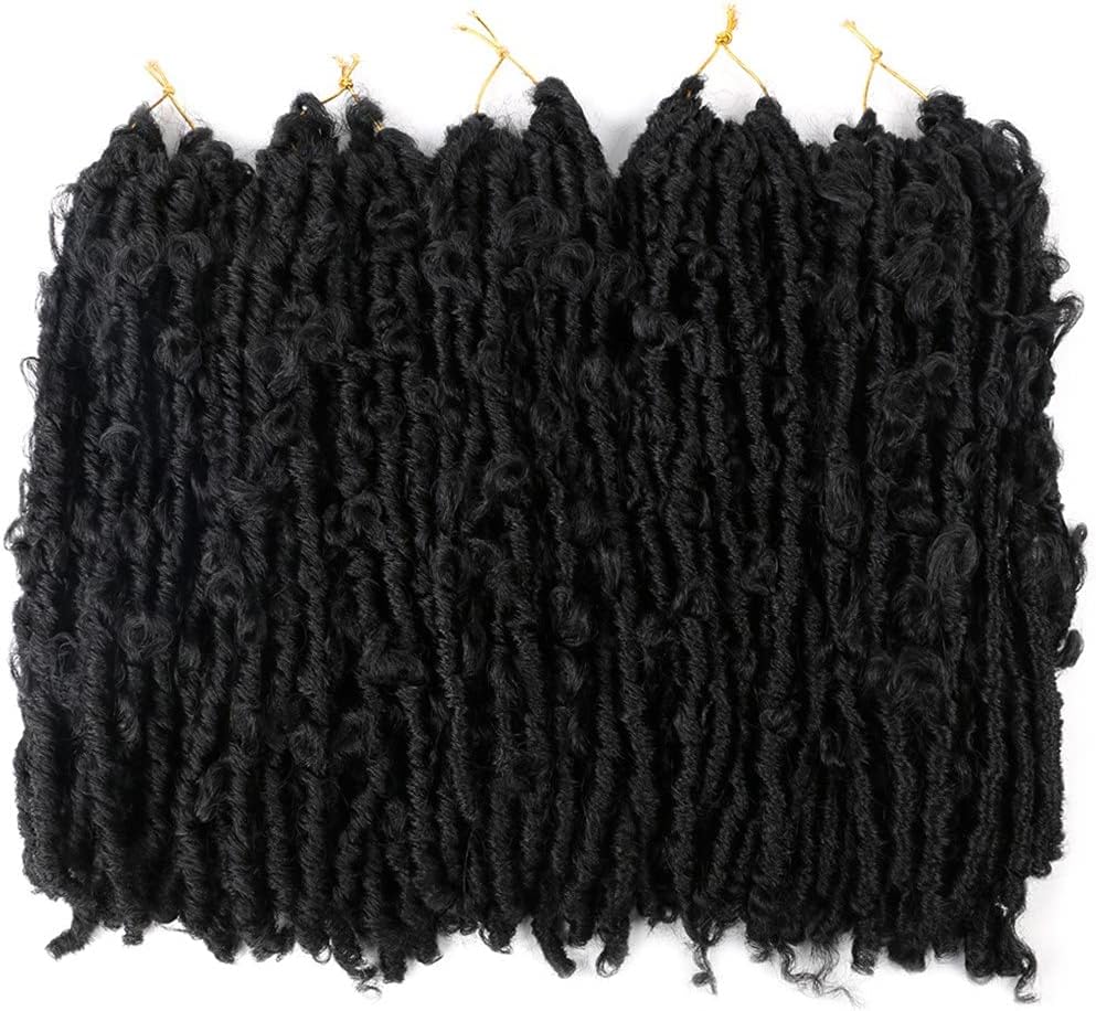 7 Pack Butterfly Locs Crochet Hair, Messy Distressed Faux Locs Hair Pre Looped Synthetic Wig for Black Women, Pre Twisted Braiding Handmade Hair Extensions (4 omber colors,14/18/24in)(Color:1b,Size:18