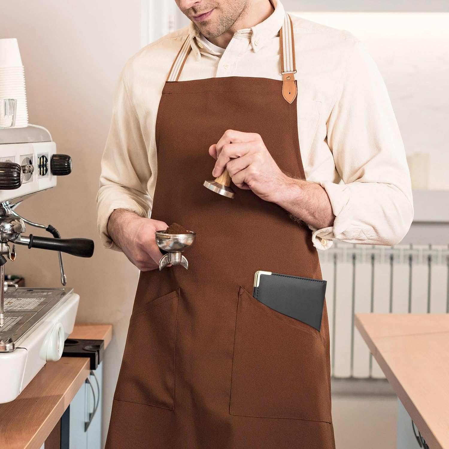 2Pcs Server Books for Waitress with Zipper Pocket, Leather Server Book with Elastic Rope and Protective Corner Fits Server Apron，Serving Book，Black