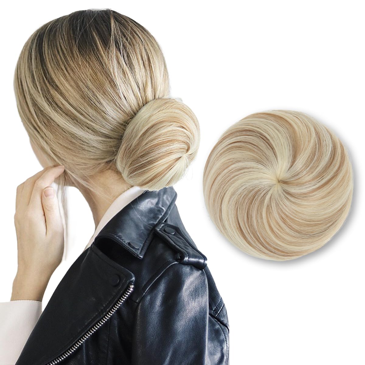 SARLA Hair Bun Extension Synthetic Drawstring Updo Fake Ballet Bun for Women Girls Lady Donut Chignon Sunny Blonde