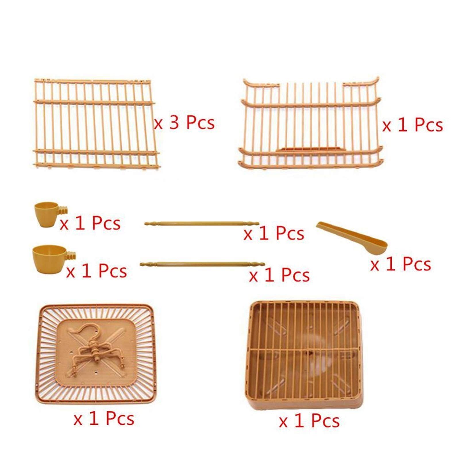 Liudan Vogelkäfig Montage Vogelkäfig mit Feeder und Waterer Kleine Haustiervogel Full Set aus Kunststoff Vogelhaus Thrush Parrot Käfig 23x23x22cm Vogelvoliere ​Vogelhaus