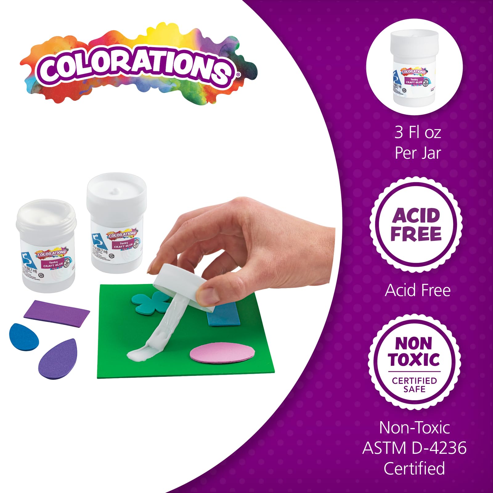Colorations TCGJAR Tacky Craft Colla Classroom Pack (confezione da 12), 12 barattoli di colla