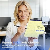 Vista 5 de Legal Pads 8.5 x 11.75 Inch Wide Ruled Writing Pads, 12 Pack Note Pads - Yellow Perforated Paper with Hard Back, 50 Sheets Per Pad, No Bleed Notepad
