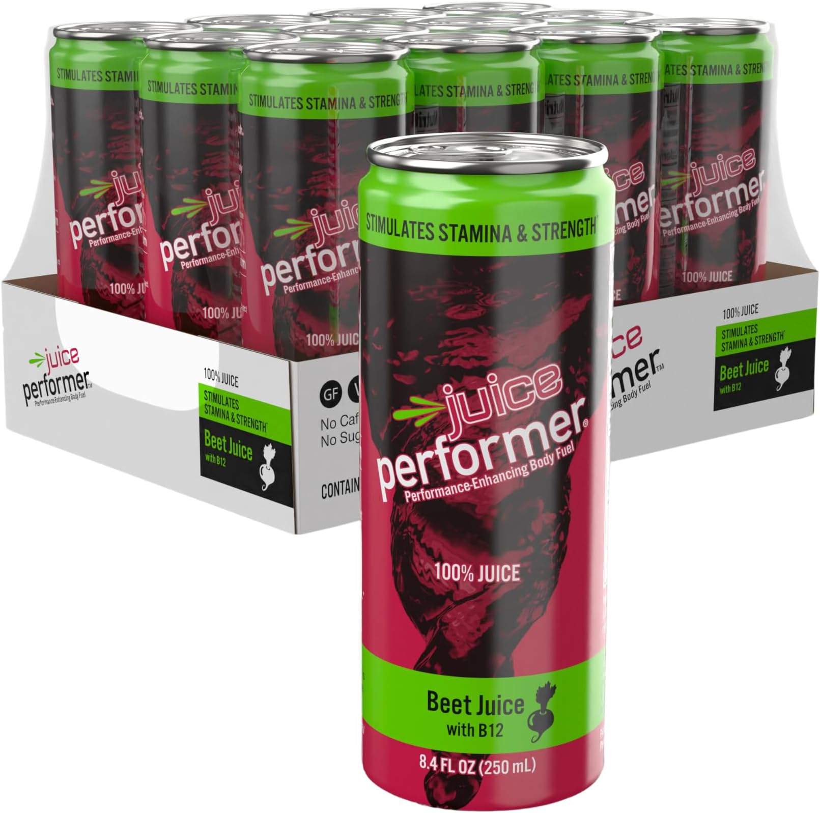 Beet Juice With Vitamin B12 - Natural Pre-Workout Beetroot Juice For Boosting Stamina & Strength - Vegetable Juice with B12 Energy Booster - Superfood 8.4 Fl.Oz. (12 Pk) Vegan