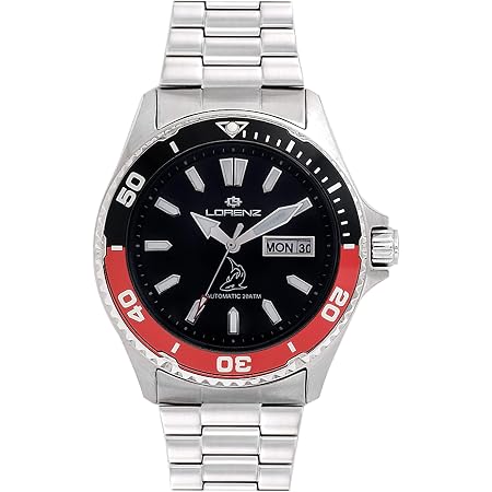 Orologio Automatico Uomo LORENZ SHARK 30010EE Acciaio Nero Rosso Sub 200mt  : Amazon.it: Orologi