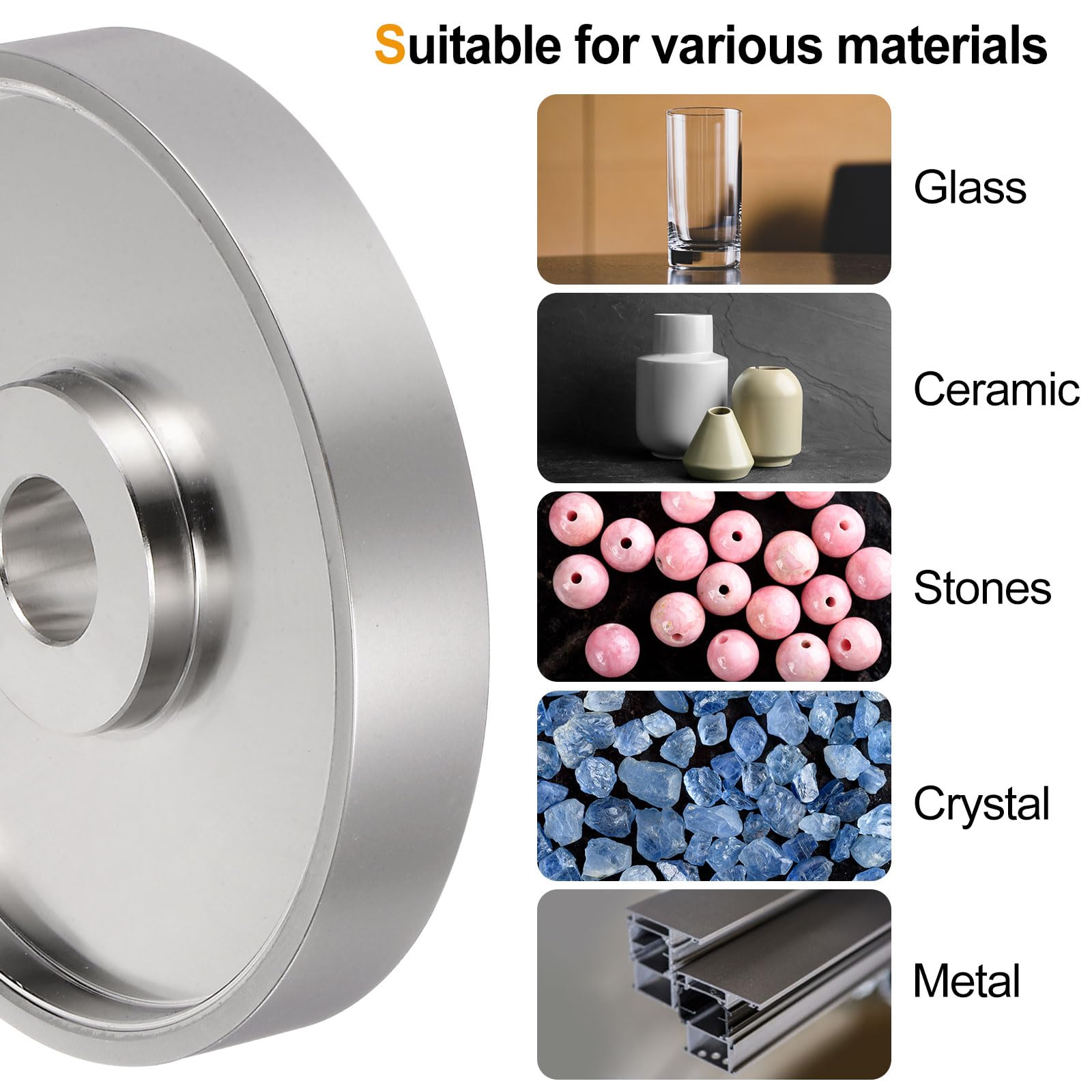 sourcing map Diamant-Schleifscheibe 6 Zoll x 1 Zoll Bohrung 1200 Körnung Schleifscheiben für Steine, Marmor, Glas, Keramik, Kristall, Karbid, Stahl