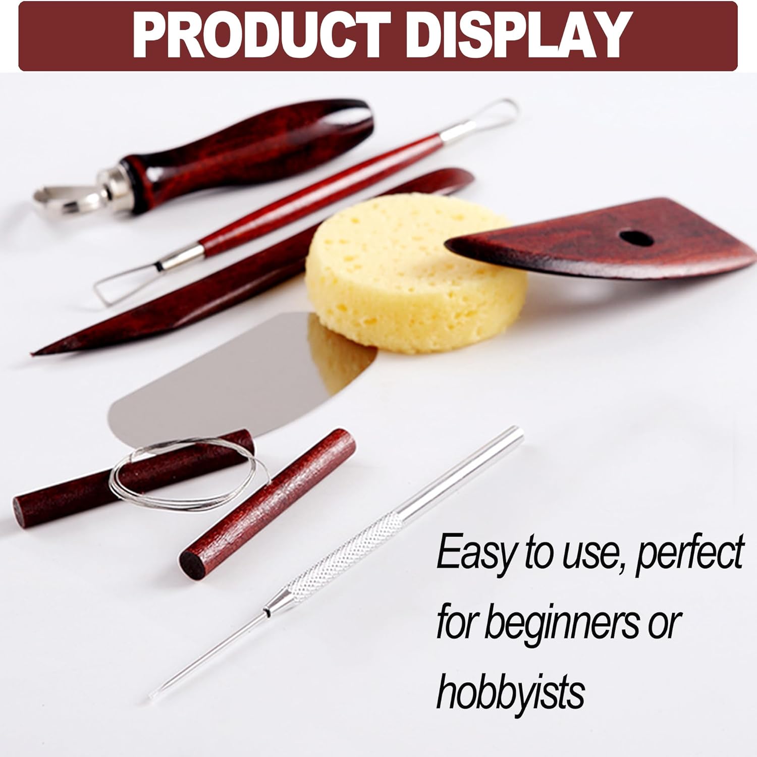 LINPHCEY 8-Piece Clay Sculpting Tools Set Perfect for Polymer Air Dry Modeling Clay Beginners & Professionals Ideal for DIY Pottery & Ceramics Tools for Clay Sculpey Sculpting & Crafting - Image 4