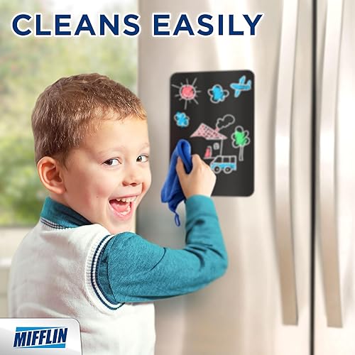 Miniatura 6 de Mifflin -USA - Hoja magnética negra de borrado en seco para refrigerador (12 x 8 pulgadas), organizador de pizarra para refrigerador resistente a