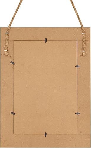 Miniatura 7 de DECORKEY Espejo de pared rectangular para baño, decoración de madera blanca envejecida con cuerda para colgar para decoración rústica del hogar,