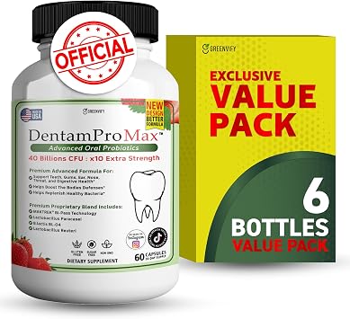 DentamPro Max for Gums and Teeth Health & Fresh Breath - 40 Billion CFU Advanced Oral Probiotics for Mouth Bad Breath, Capsule Supplement 6