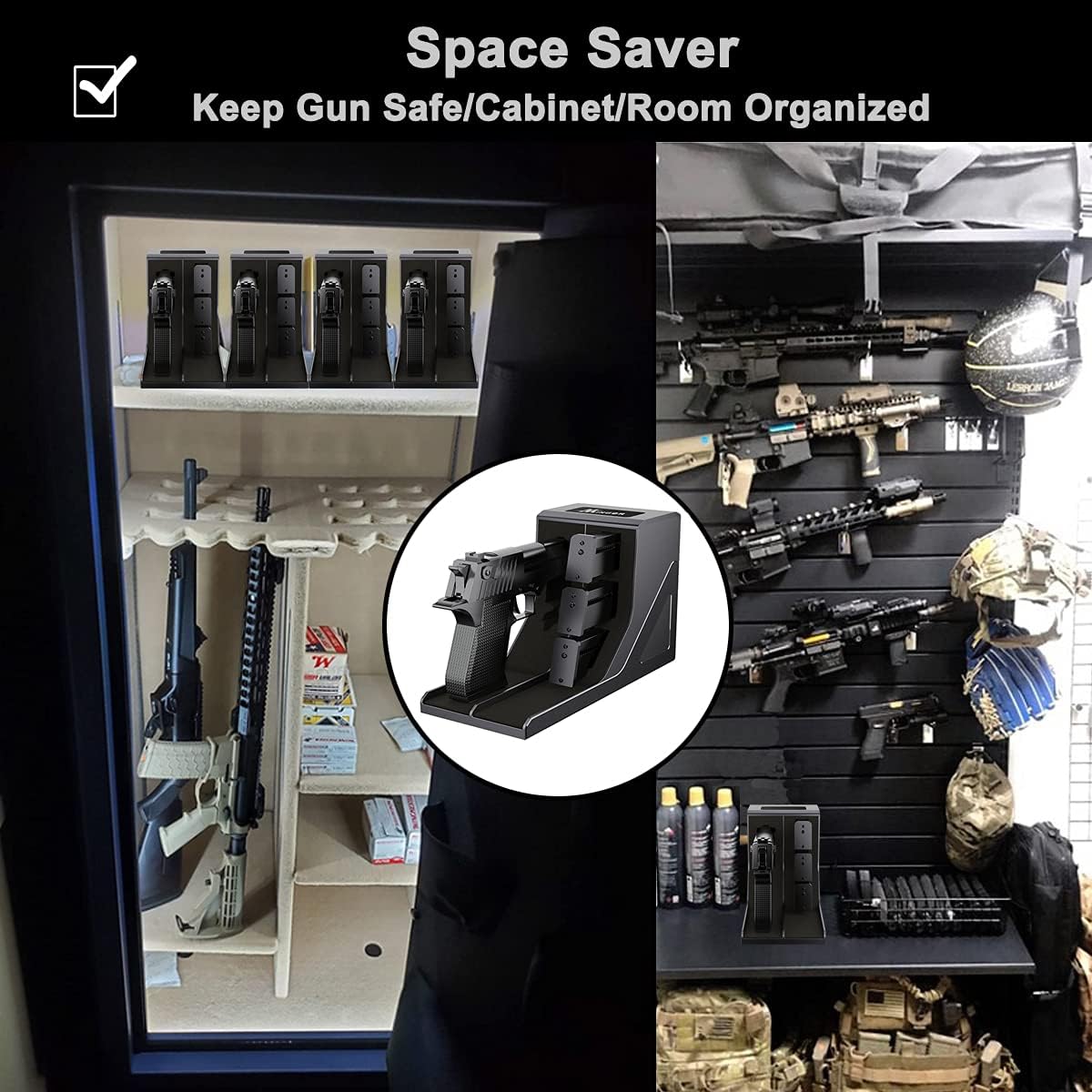 Pistol Rack Handgun Holder, Foam Protective Pistol Gun Magazine Stand Storage, Gun Safe Organizer Accessories