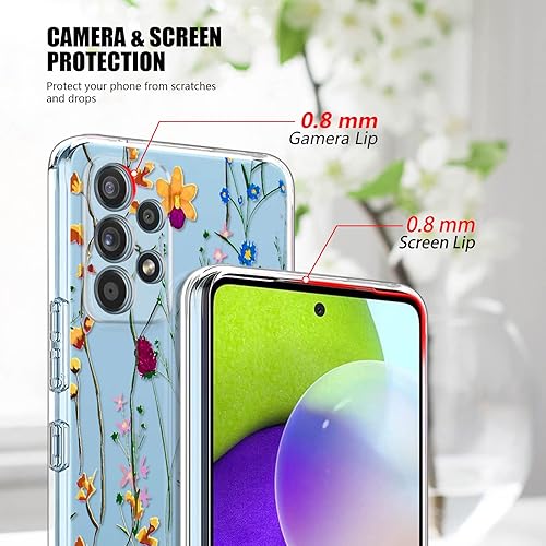 Miniatura 3 de Funda transparente con diseño de ramo de flores silvestres compatible con Samsung Galaxy A53 5G, funda transparente con elegante diseño de flores de