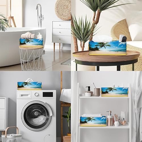 Miniatura 6 de Hawaii Beach - Canastas pequeñas de baño de 14 x 7 x 4 pulgadas, cesta para tanque de inodoro, cesta de almacenamiento de tela de palmera tropical,