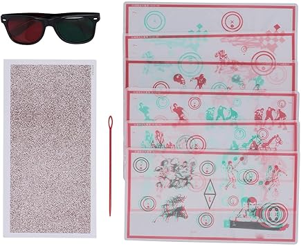 Red Green Fixed Tranaglyph, Convergence Insufficiency Eye Training Low Vision Test Chart with Glasses Eye Training Device Stereo Training Cards Visual Correction