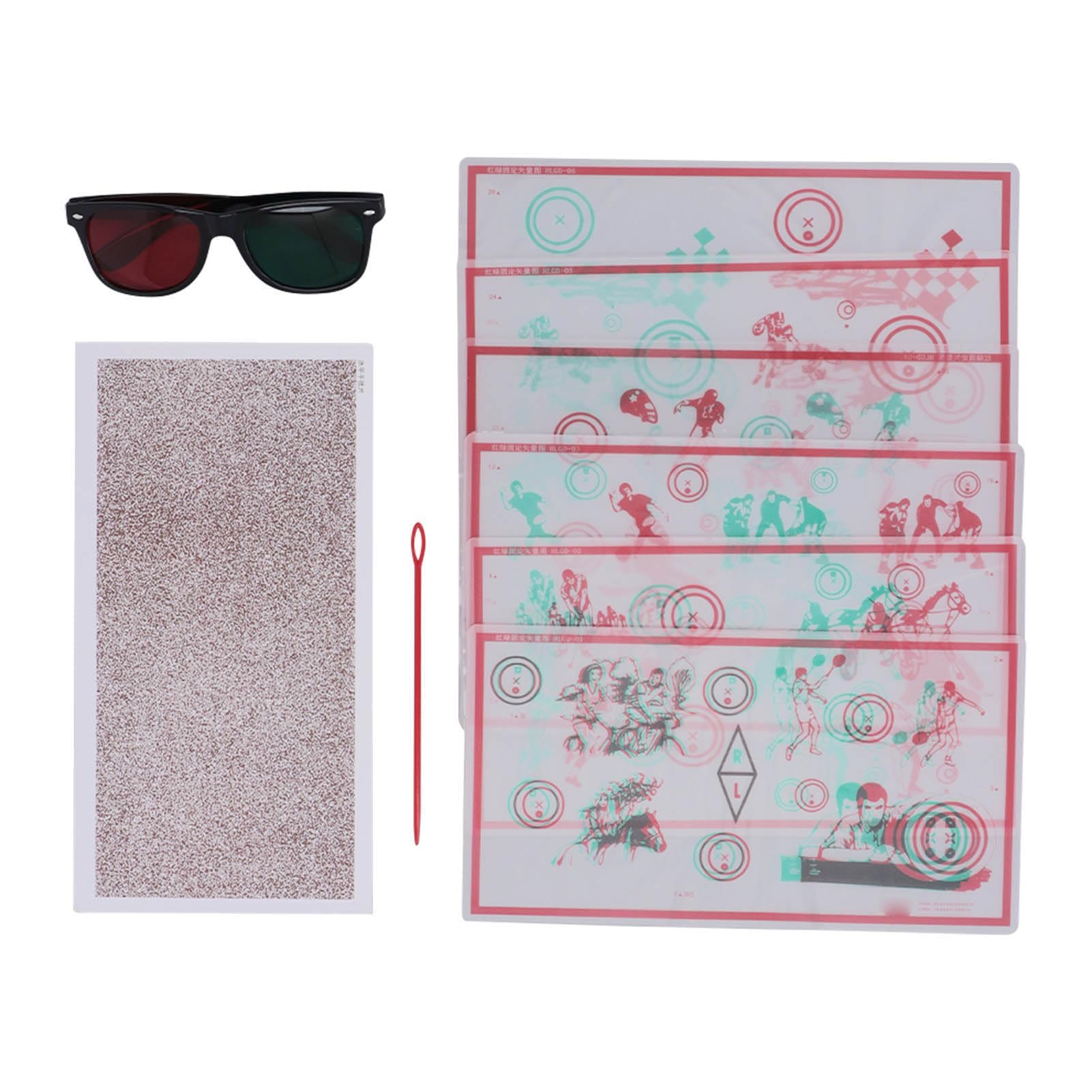 Red Green Vectograms,Red Green Fixed Vectograms Insufficiency Eye Training Low Vision Test Chart with Glasses