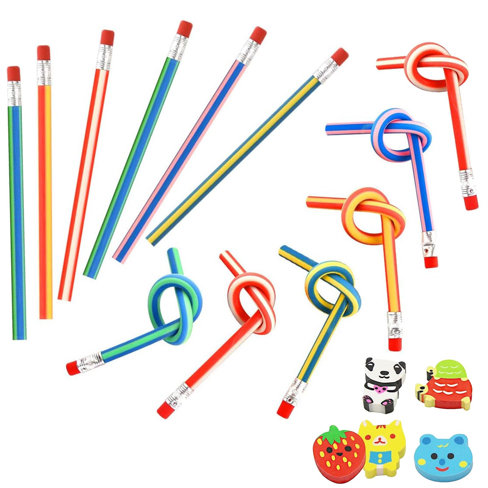 Cutiolly Bending Pencils, Pack of 12 Colourful Bending Pencils, Flexible Pencils with Eraser, Bendable Pencils, Random Colour, Not for Children Under 14 Years