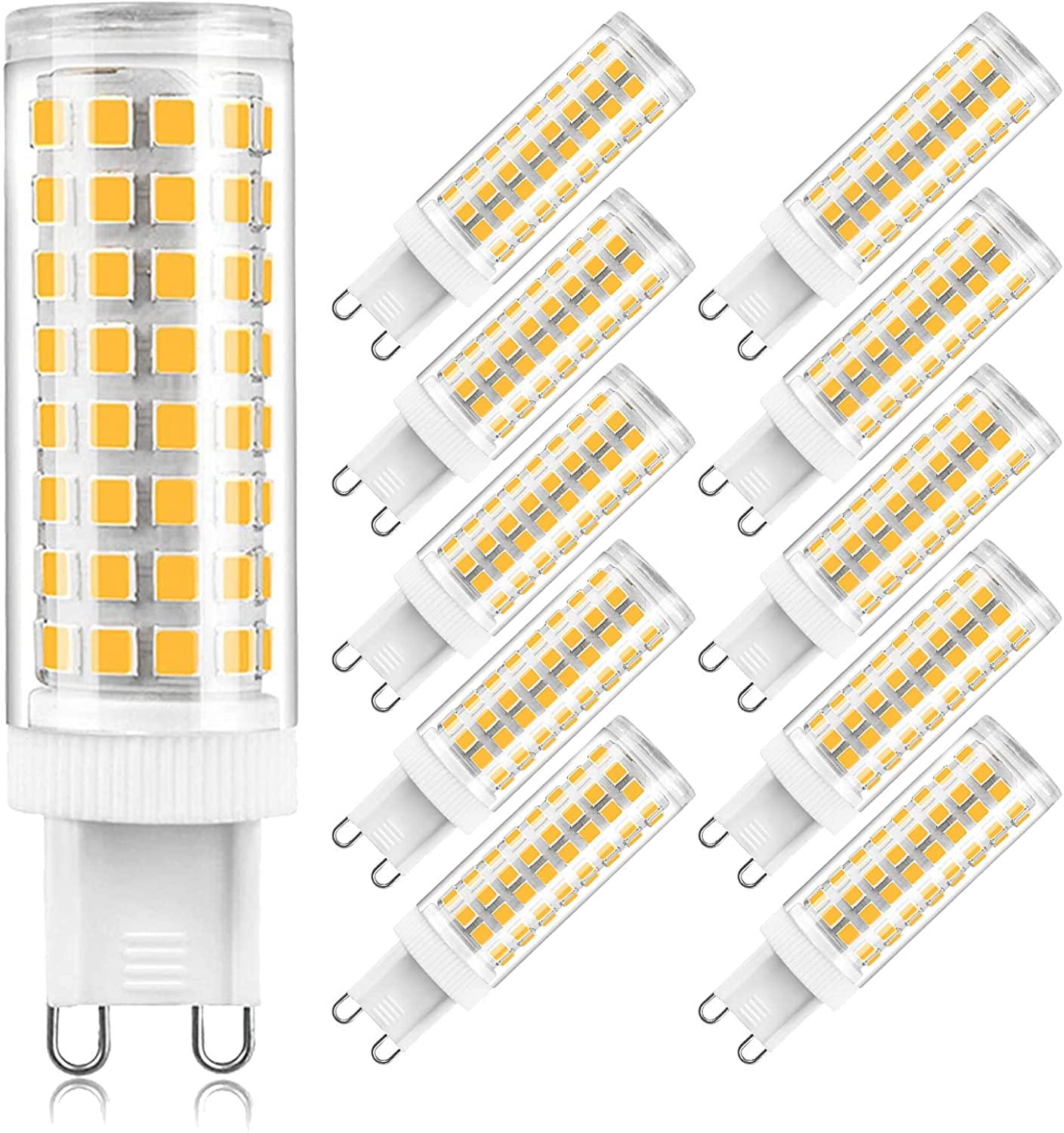 G9 Bombillas LED Regulable, 10 W (equivalente a halógeno de 80 W) 1000 lm Bombillas LED G9 para iluminación del hogar, ángulo de haz de 360°, lámparas LED G9 de ahorro de energía,Warm white,10 Pack