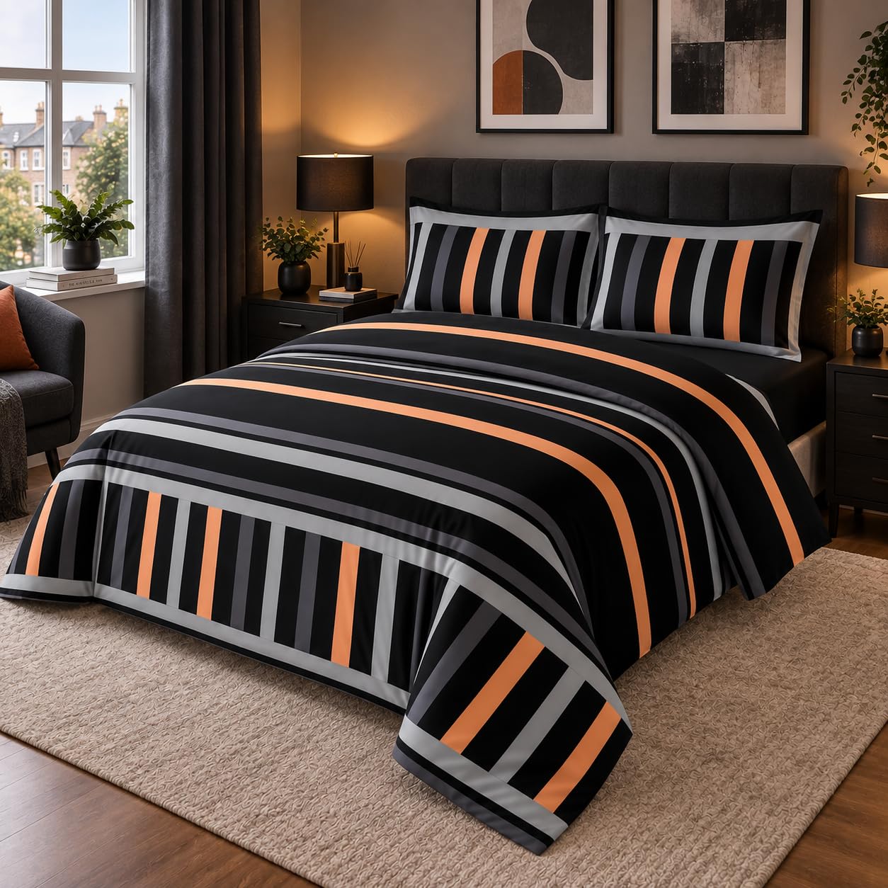 Opulent Living Double Duvet Set, Fitted Sheet & Pillow Covers - 4pcs