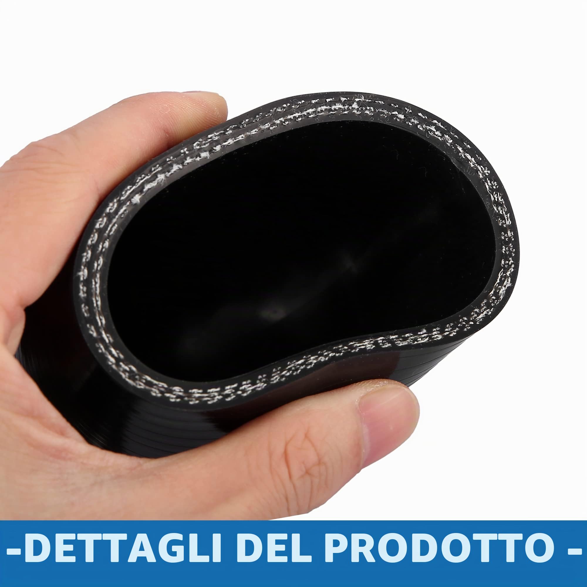 A ABSOPRO 90 Gradi 51-63mm 2"-2.5" ID Accoppiatore Silicone Flessibile Nero