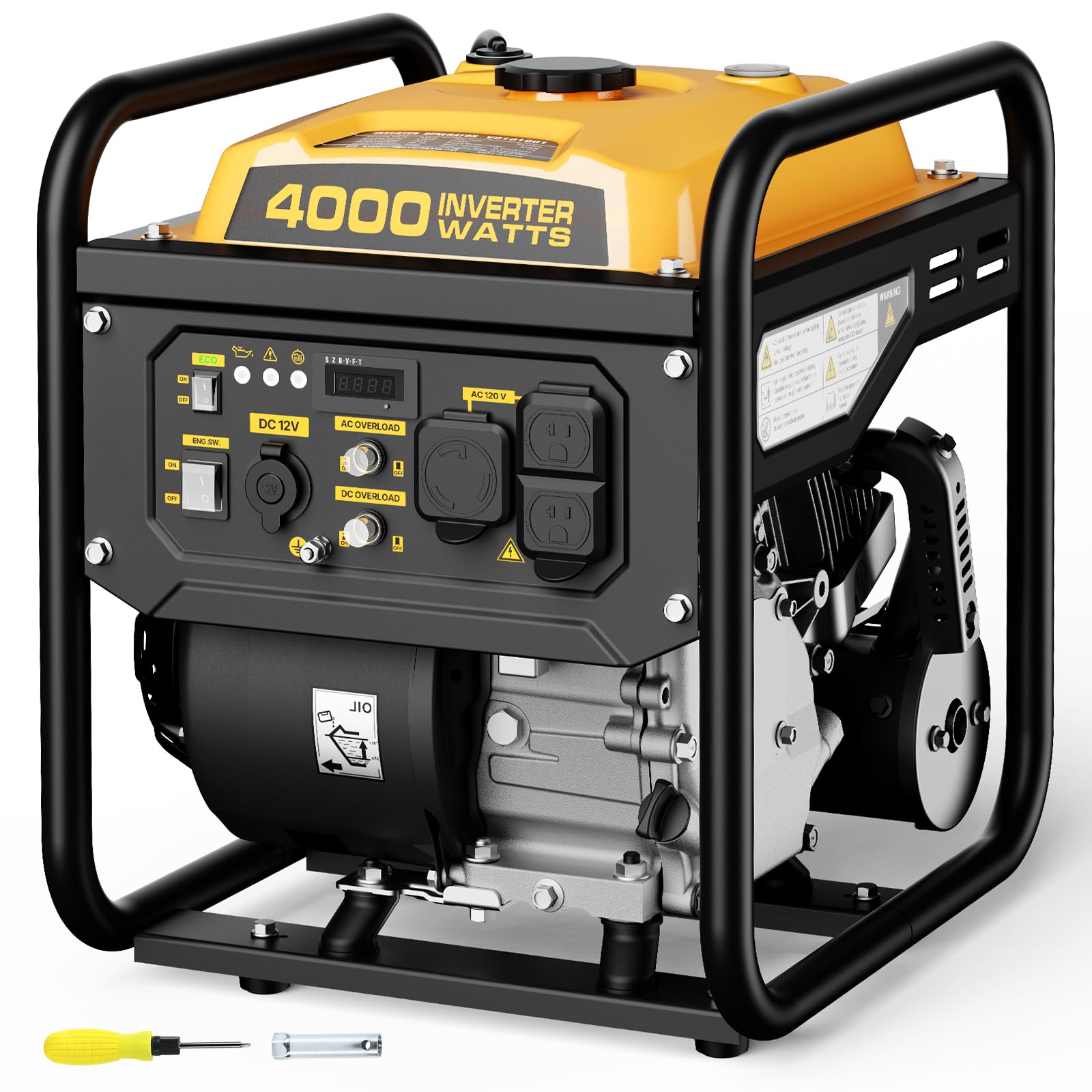 4000W Gas-Powered Inverter Generator, 208cc, Portable for Camping