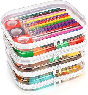 Estuche rígido transparente con cremallera, p...