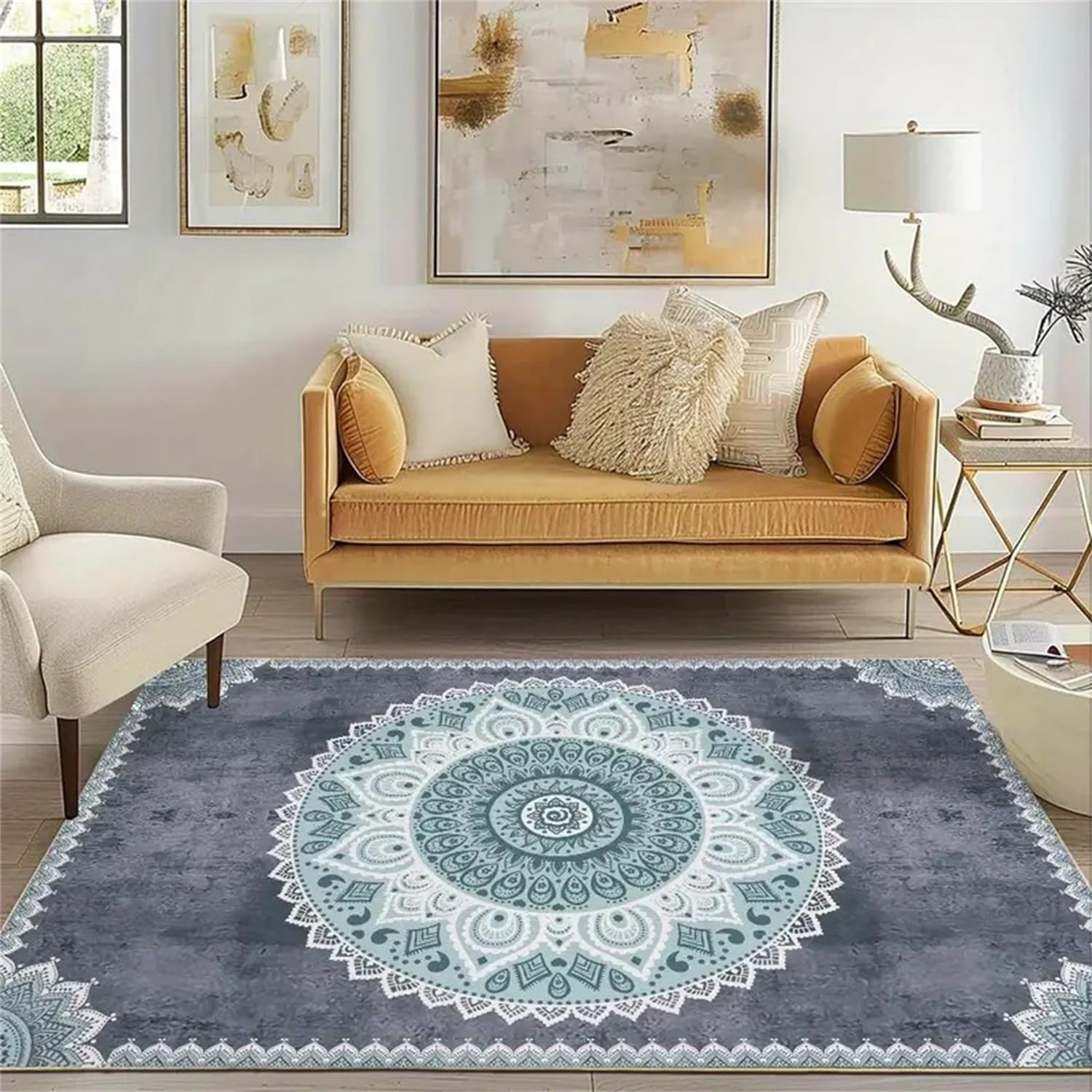 Tapis de couloir vert clair 60x200cm style bohème et chic