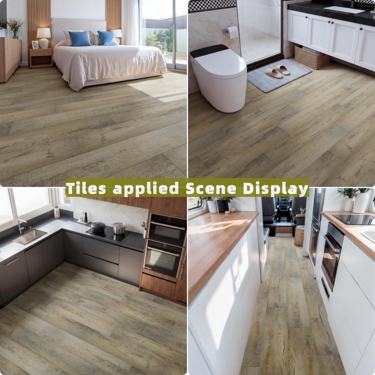 Peel and Stick Vinyl Flooring, INMOZATA 36-Pack 54 Sq.Ft Wood Grain Waterproof Rigid Core Self Adhesive Planks Floor Tiles for Living Room, Bathroom, Kitchen, Bedroom, Office, RV (Weathered Oak)